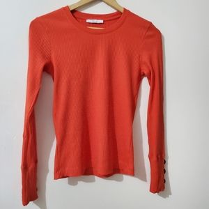 ZARA Long Sleeve Ribbed Tee Orange Size M